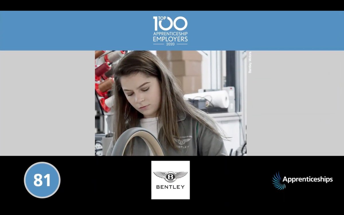 AmazingAppsUK's tweet photo. The first 20 Top 100 #Apprenticeship Employers have been announced, congratulations to @PrincessYachts in at number 100 and @BentleyCareers at number 81! #Top100AppEmp https://t.co/iCEgM1Dhzn
