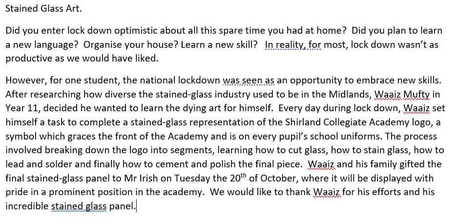 ShirelandDesign's tweet photo. Did you enter lock down optimistic about all this spare time you had at home? Did you plan to learn a new language? Organise your house? Learn a new skill? For one student, the national lockdown was seen as an opportunity to embrace new skills. Awesome work! @ShirelandCA https://t.co/gal4RtDiPJ