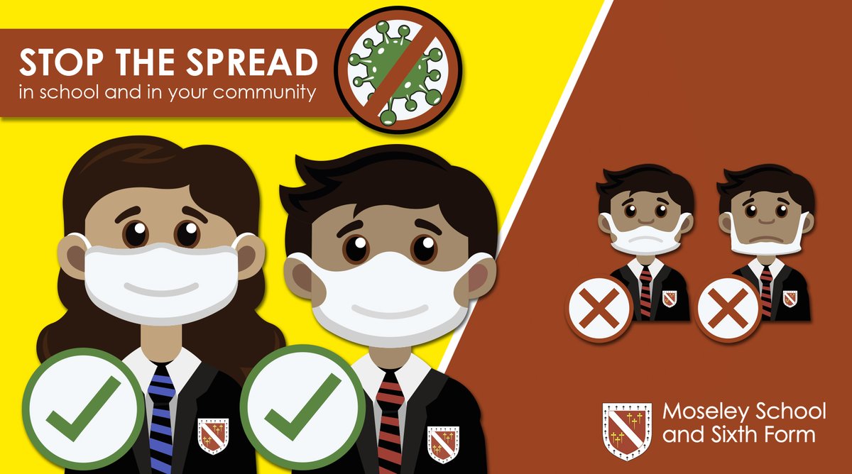 MoseleySchool's tweet photo. STOP THE SPREAD - in school and in your community.
Please be socially responsible & wear your mask well.
Thank you to all our students, families & staff for their ongoing support to help keep us all safe. #WearYourMask #MoseleySchool #StopTheSpread #Birmingham #SafetyInSchool https://t.co/lmLTptkC9q