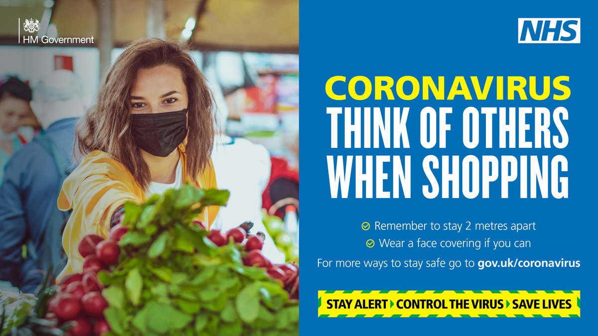 😷 Think of others when shopping. Wear your face covering. #StayAlertSaveLives https://t.co/wVCKKF87ta