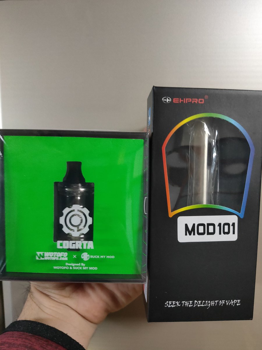 mametsubumameta's tweet image. 届いたぁあ！
EHPRO MOD101
WOTOFO COGRTA！
18350で運用考えてたけど18650の長い方も手にしっくりくる…
悩ましい……
悩みすぎて昼と夜しか寝れんなぁ
#vape
#WOTOFO
#EHPRO