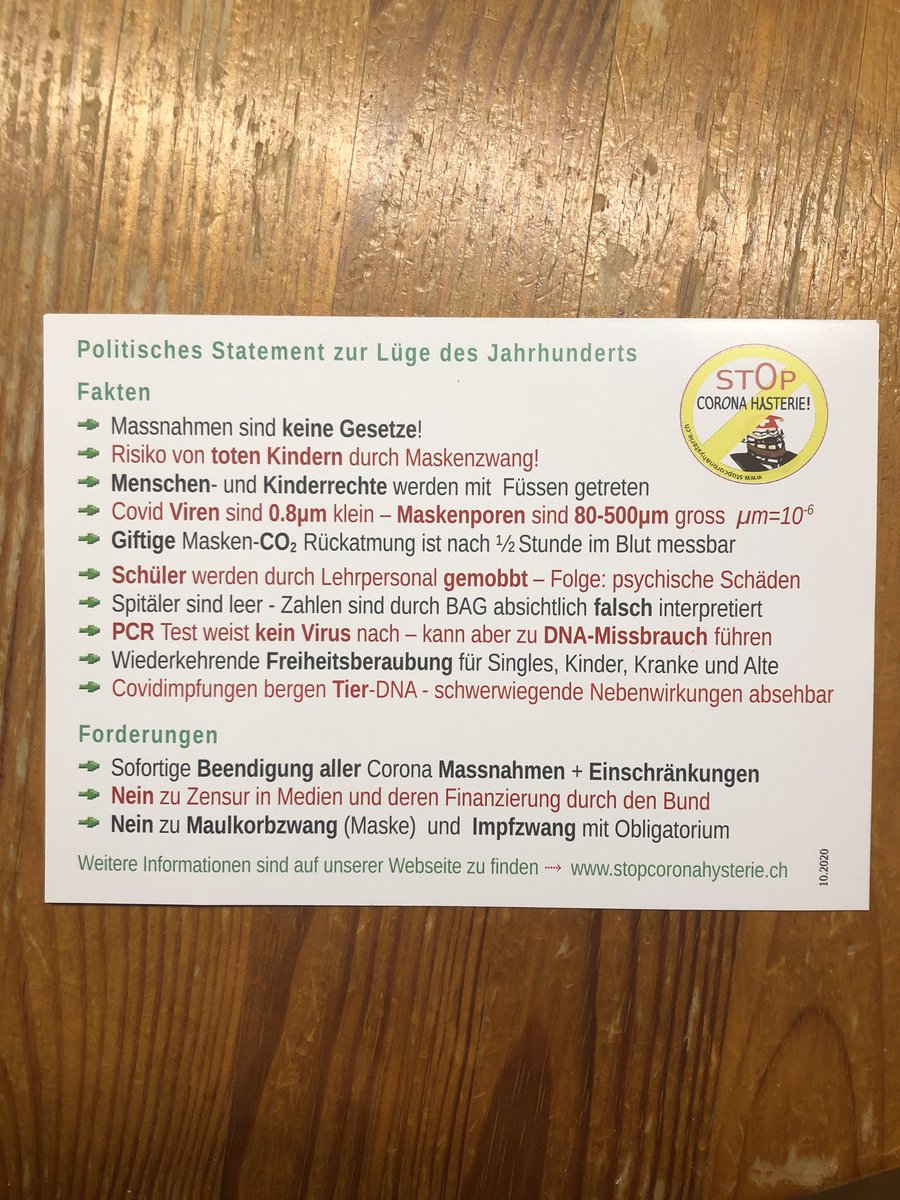 Heute im Briefkasten, ich könnt 🤮
<a href="/BAG_OFSP_UFSP/">BAG – OFSP – UFSP</a> <a href="/tagesanzeiger/">Tages-Anzeiger</a> , #Covidioten