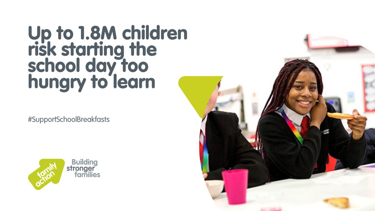 family_action's tweet photo. Up to 1.8M children risk starting the school day too hungry to learn, due to #FoodPoverty. Providing these children with breakfast each day will improve their health❤️, ability to learn📚 &amp; ease family pressures. #SupportSchoolBreakfast https://t.co/bMVtN1DefK
