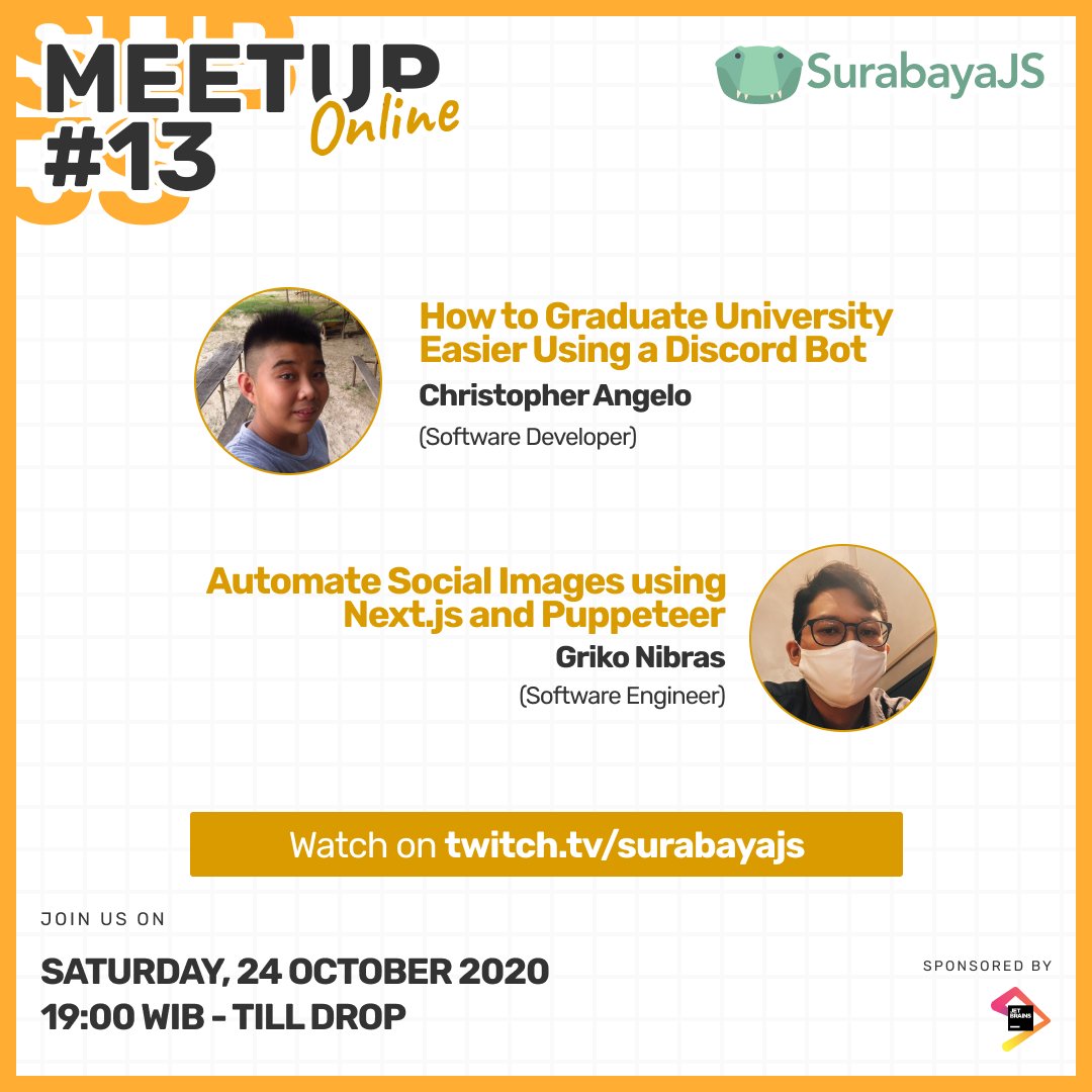 Hari dan Tanggal : Sabtu, 24 October 2020
Pukul : 19.00 WIB - Selesai
Tempat : LIVE di Twitch!