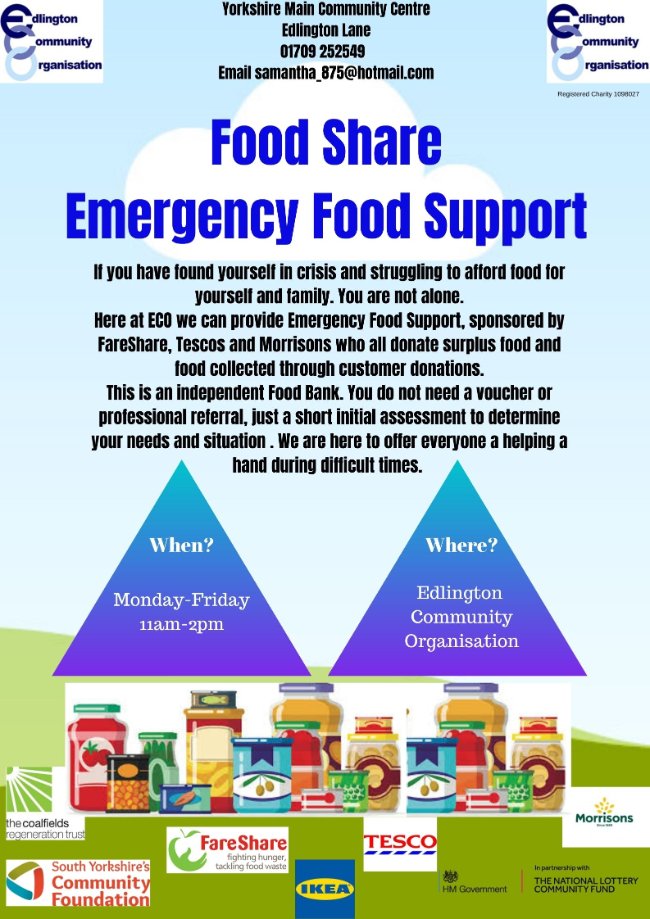 EdlingtonCommu1's tweet photo. We operate an independent Food Bank Monday-Friday. This is open to anyone who is struggling to feed themselves and their family. We also welcome food donations to support the service https://t.co/JjXlRNtYHe