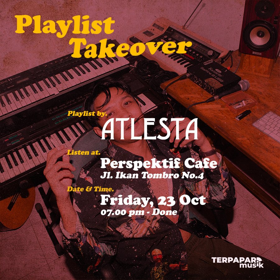 TerpaparMusik's tweet photo. #PlaylistTakeover
Kalo biasanya @Atlesta disuruh perform, kali ini kami mintol dia buat jadi MD alias Music Director-nya Perspektif Coffee, Malang.
Datang saja sambil nikmatin playlistnya. https://t.co/XWE0ZGJXud