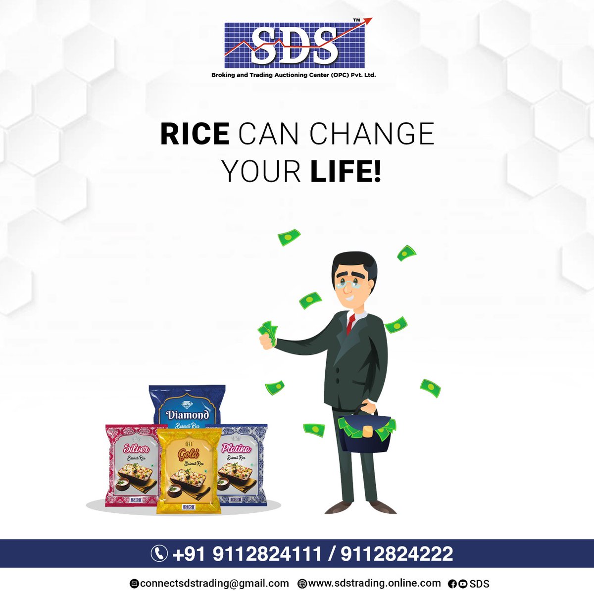 sdsofficial1's tweet photo. Rice is a very important grain; it is consumed largely across the world. SDS knows the importance of rice. 

#ricetrading #rice #broking #patency #onlinetrading #SDS #traders #trading #trader #daytrader #daytrading #money #mondaythoughts #tradingcards https://t.co/BIY7R6V7Qs