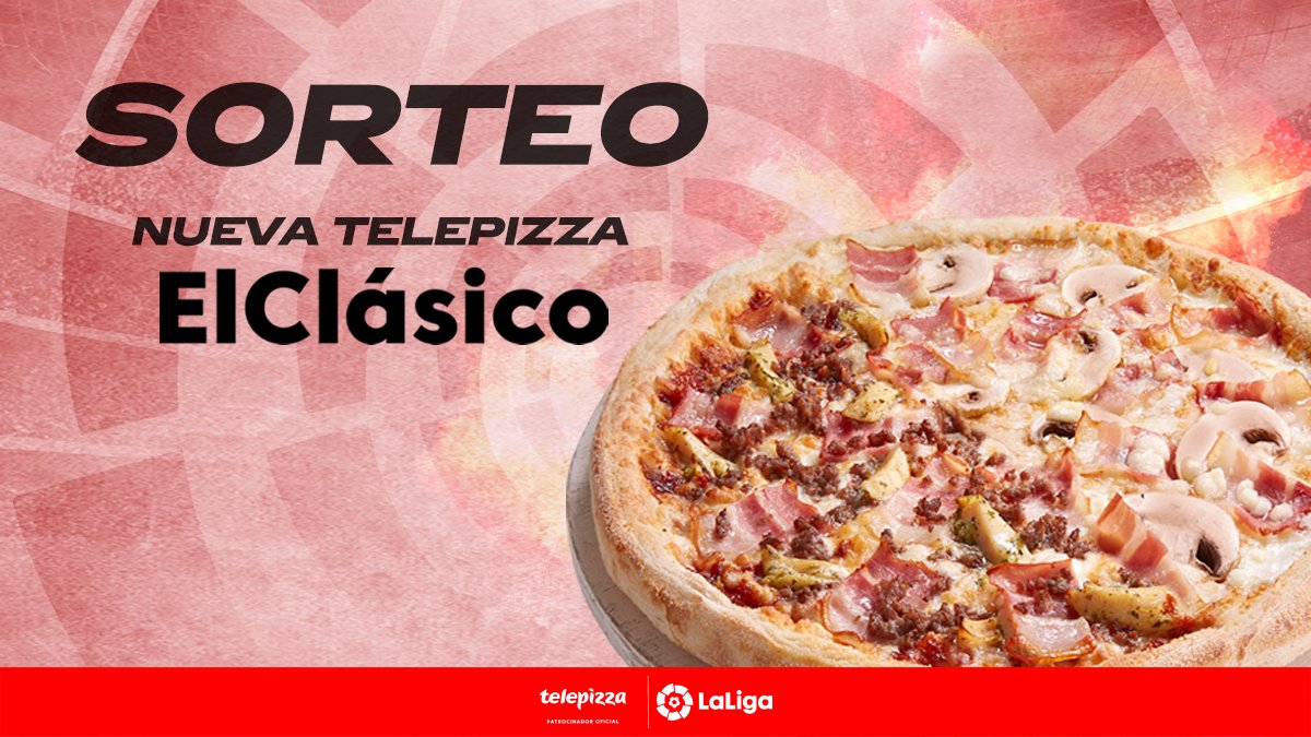 telepizza_es's tweet photo. 🔥SORTEAAAAZO🔥
Hemos hecho una pizza capaz de unir a los rivales⚽  y para celebrarlo regalamos 10 telepizzas #ElClásico  🎉

1⃣ Síguenos  
2⃣RT al tweet
3⃣Menciona a un amigo del equipo contrario seguido de #CelebramosLoQueNosUne 

¡A TUITEEAAAAAR! https://t.co/nwElSImwhZ