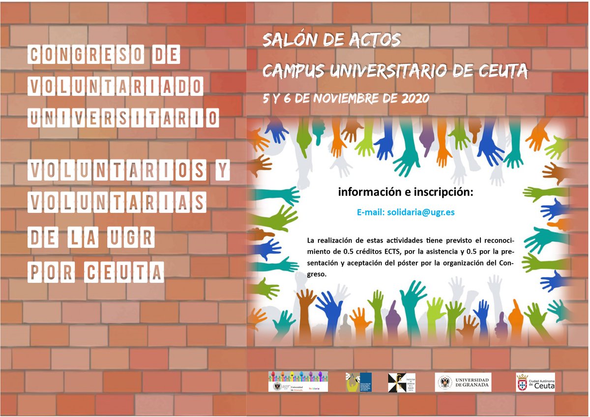 Si estás interesada o interesado en el Voluntariado y eres de Ceuta, no puedes perderte el Congreso de Voluntariado Universitario, los próximos días 5 y 6 de noviembre.
INSCRIBETE : forms.gle/L2cW68Mj595uW9…