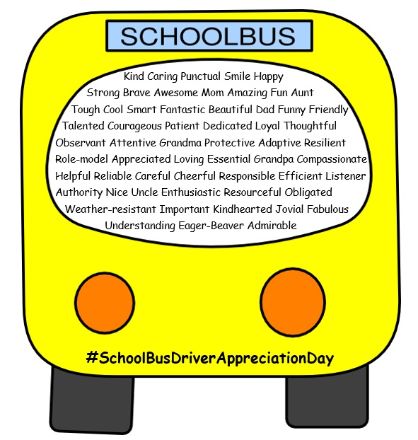 Wednesday, October 21st, 2020 is #SchoolBusDriverAppreciationDay. We asked people to describe a School Bus Driver in one word, here’s what they came up with. 

Thank you to all School Bus Drivers for all that you do. ♥️🚌 #ThankYourDriver
