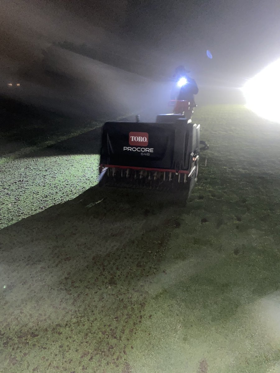 NickLubold's tweet photo. Punching hole on tees this foggy morning #toro648 https://t.co/lyqFXLKRn9