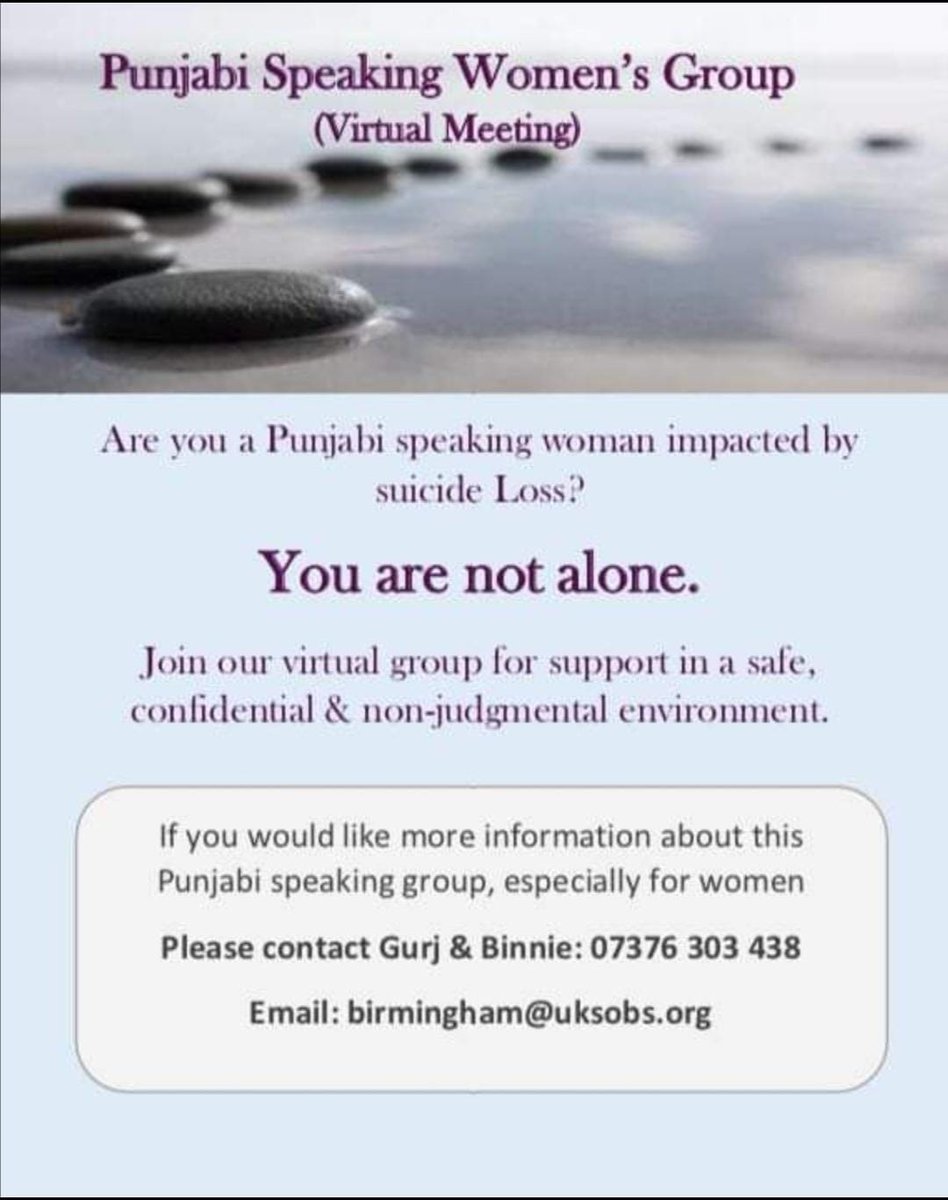 BlackCountryNHS's tweet photo. Do you know someone who might benefit from this service offered by Survivors of Bereavement by Suicide (SOBS)?💜 If so, get in touch with them using the contact details below. 👇 #suicideawareness https://t.co/4rtBzf2QXs