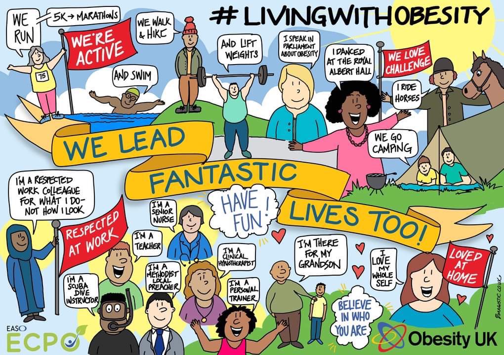 This is a great image from @ObesityUK_org who are supporting this campaign #livingwithobesity a patients perspective campaign today! Let’s change the narrative around obesity and help break the stigma! #supportnotstigma
@ECPObesity