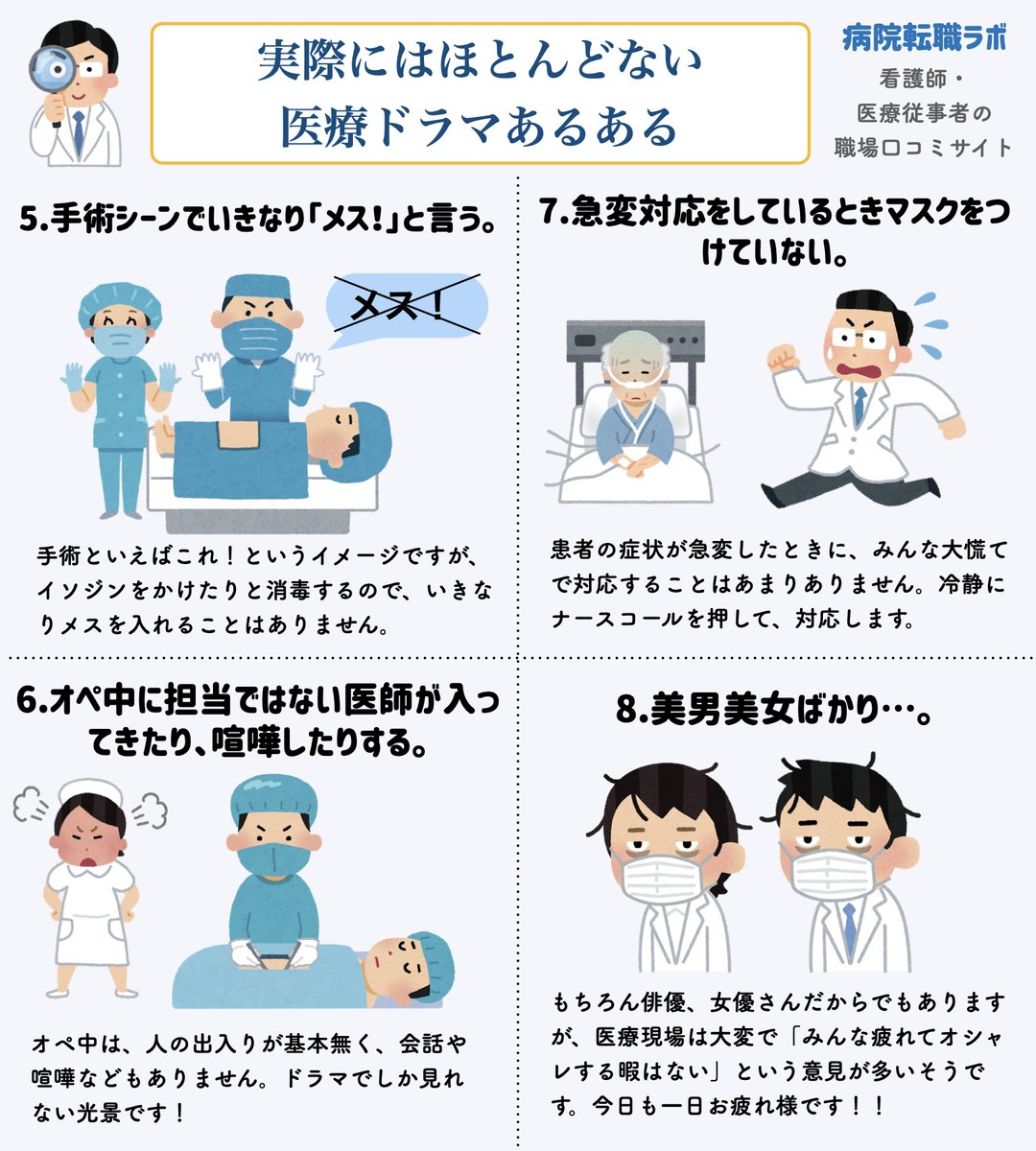 医療の職場口コミサイトmedico 公式 医療ドラマって毎シーズンかかさず入ってて人気ですよね その一方で 医療ドラマでよく見るシーンだけど実際は無いよな っていうところありませんか 今回は医療ドラマと現場の違いを記事にしてみました