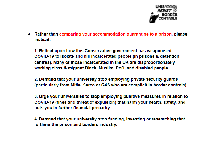 Solidarity from @UnisNotBorders on the many #RentStrikes happening in UK university halls of residence. 

Here are additional points that we want to alert rent strikers to in showing solidarity with international students  oppressed by marketised HE, & the #HostileEnvironment.