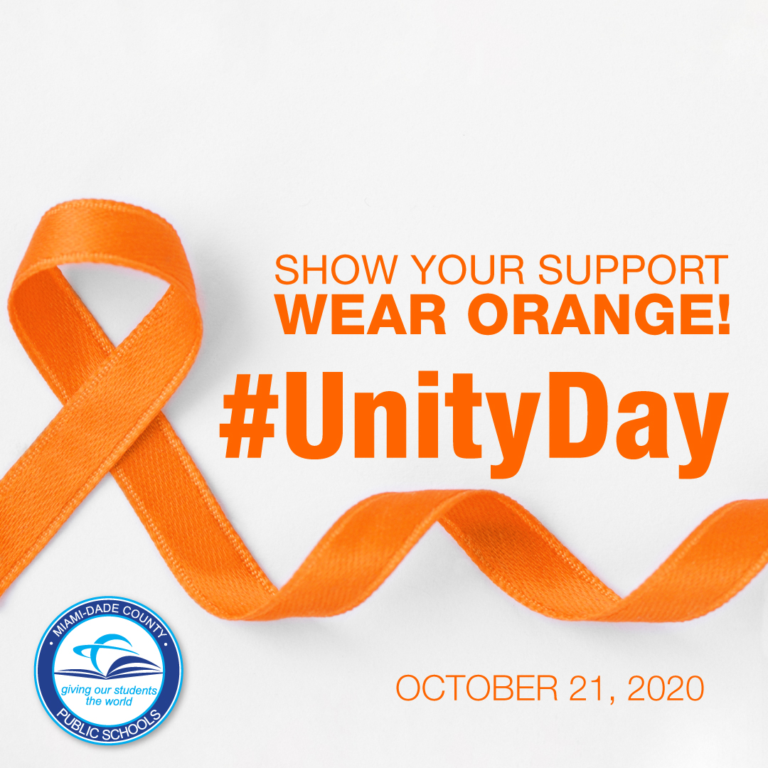 On #UnityDay, I encourage you to wear orange and help us celebrate kindness, acceptance, and inclusion. There is no place for bullying in our schools. #ValuesMatterMiami