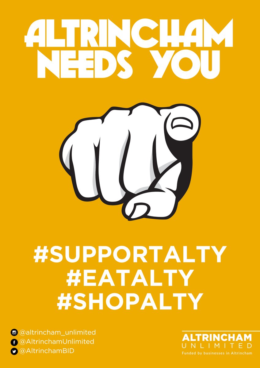 Altrincham Today (@altrinchamtoday) on Twitter photo <PLEASE SHARE>
Your town needs YOU!
#Altrinchamโs businesses are under threat โ now is the time to step up and support them.
Today they're launching a campaign through <a href="/AltrinchamBID/">Altrincham BID</a> which they hope will speak to everyone who loves our town.
More: altrincham.todaynews.co.uk/2020/10/21/newโฆ <PLEASE SHARE>
Your town needs YOU!
#Altrinchamโs businesses are under threat โ now is the time to step up and support them.
Today they're launching a campaign through <a href="/AltrinchamBID/">Altrincham BID</a> which they hope will speak to everyone who loves our town.
More: altrincham.todaynews.co.uk/2020/10/21/newโฆ