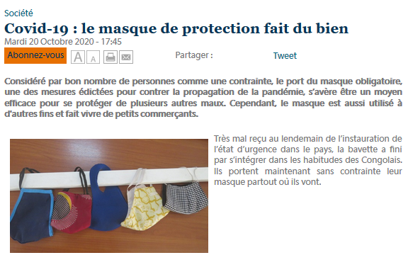 #Covid-19 : le #masque de protection fait du bien https://t.co/hRqDOwMBS5 #Congo #Sape #coronavirus via @AdiacCongo https://t.co/cZncMZ8vSy