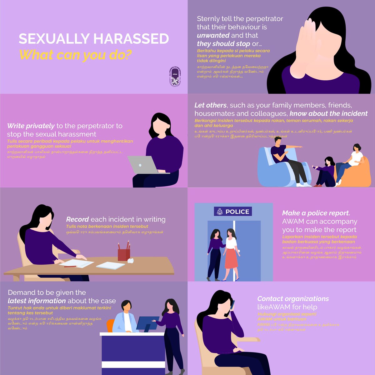 enkaurage's tweet photo. When it comes to Sexual Harassment, many Malaysians are not aware of what steps to take when facing these issues. So here's what you can do! (thread) @AWAMMalaysia

1. Sternly tell the perpetrator that their behaviour is unwanted and that they should stop or… https://t.co/xCzdkyGG1y
