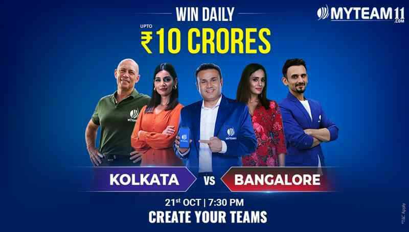 _ssudheera's tweet photo. Its Kolkata vs Bangalore in the next clash of Indian T20 League. Play &amp; Win Big! #IndiaKiApniFantasyApp #MyTeam11 https://t.co/f77umC4GsM
