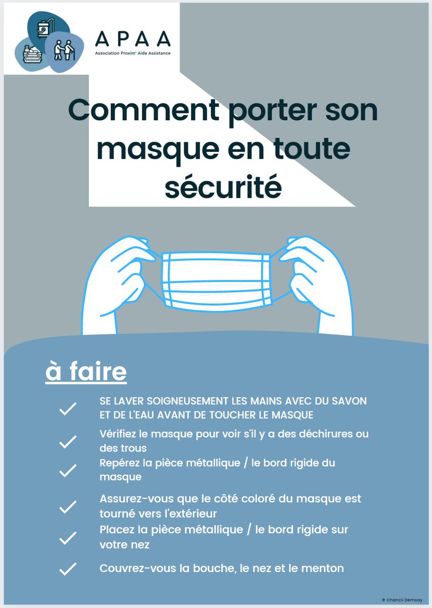 Comment porter un masque en toute sécurité ?
Chez l' #APAA nous vous expliquons tout ceci dans nos 2 flyers.
#COVID19 #coronavirus #masqueobligatoire https://t.co/Z5BLKuVpge