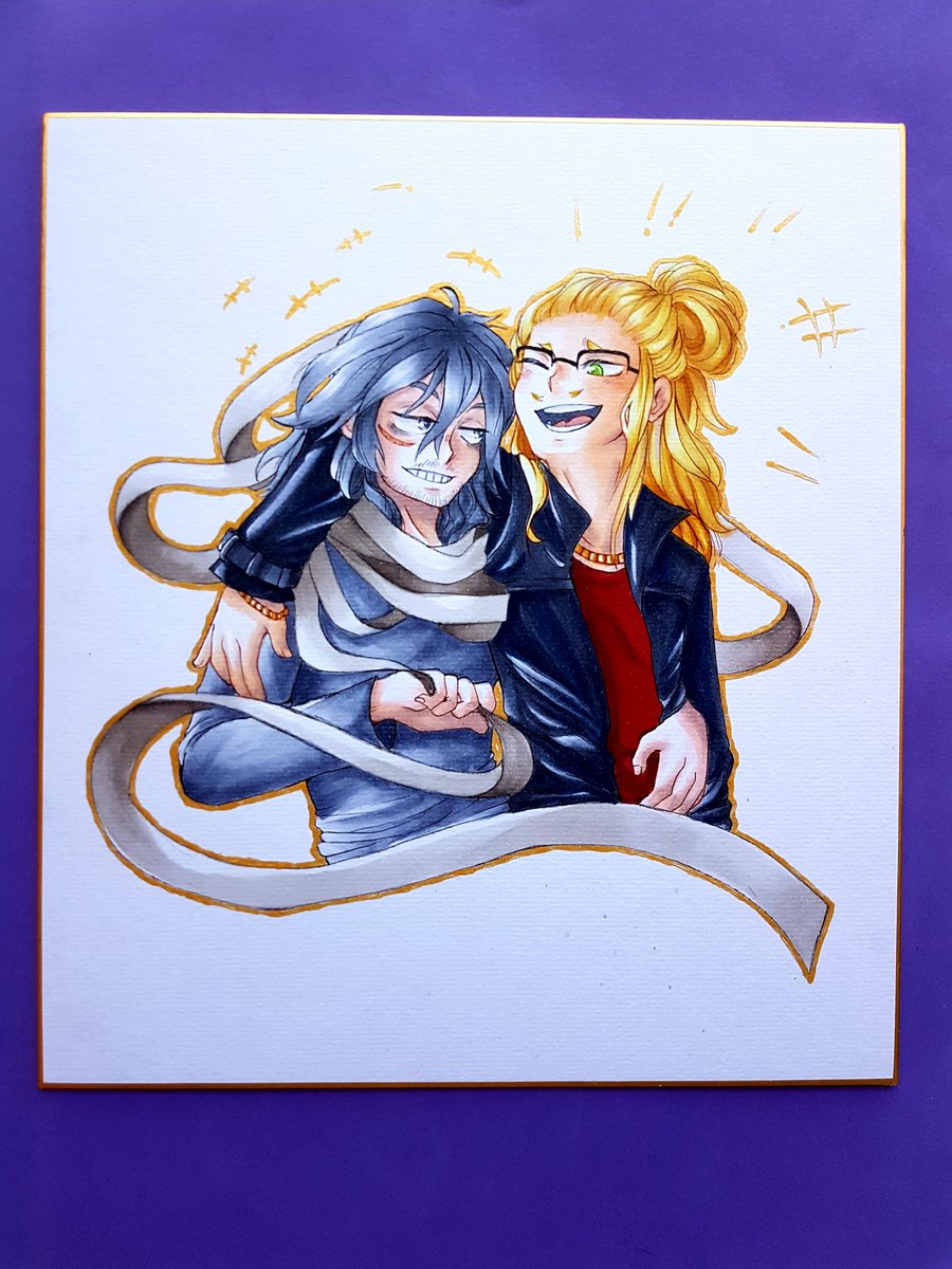 The second shikishi board i drew for me and my gf <3 

#bnha #shikishi #copics #shotaaizawa #aizawa #eraserhead #presentmic #hizashiyamada #aizawaxpresentmic  #erasermic