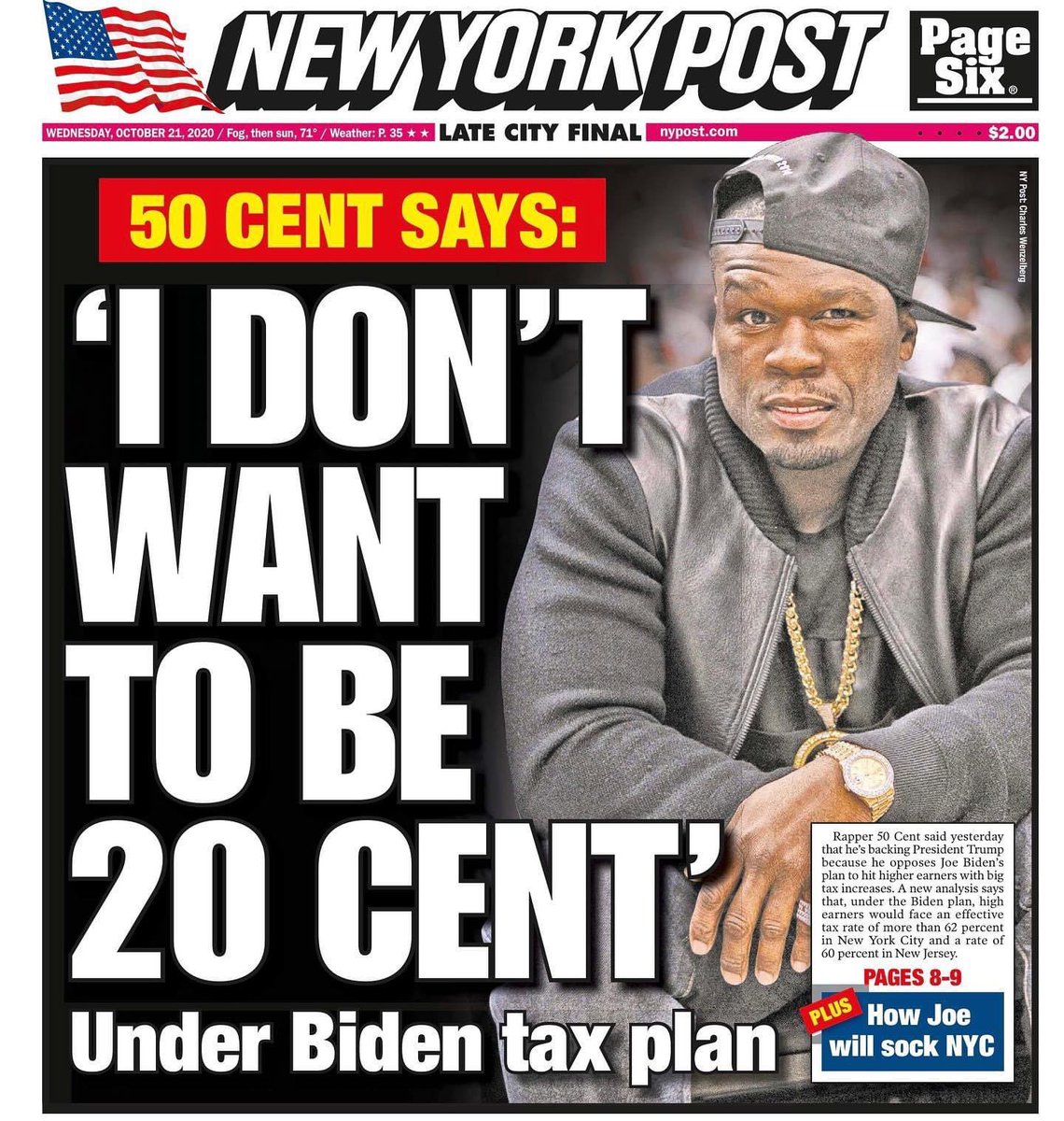 50cent's tweet image. 👀you see that, I post something on IG while watching the News and I end up on the front page of the paper.🤦‍♂️hey get the app STARZ.