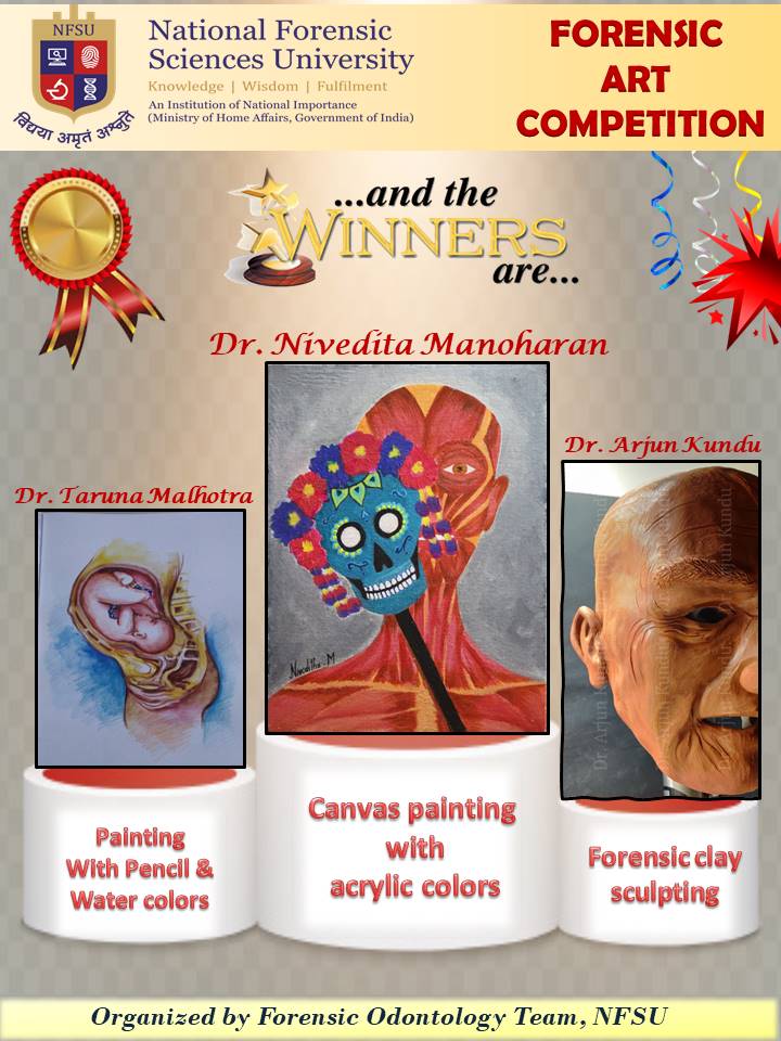 NFSU_Official's tweet image. Congratulations to all the Winners of Forensic Art competition!

#forensicanatomy #forensicart #NFSU #forensics