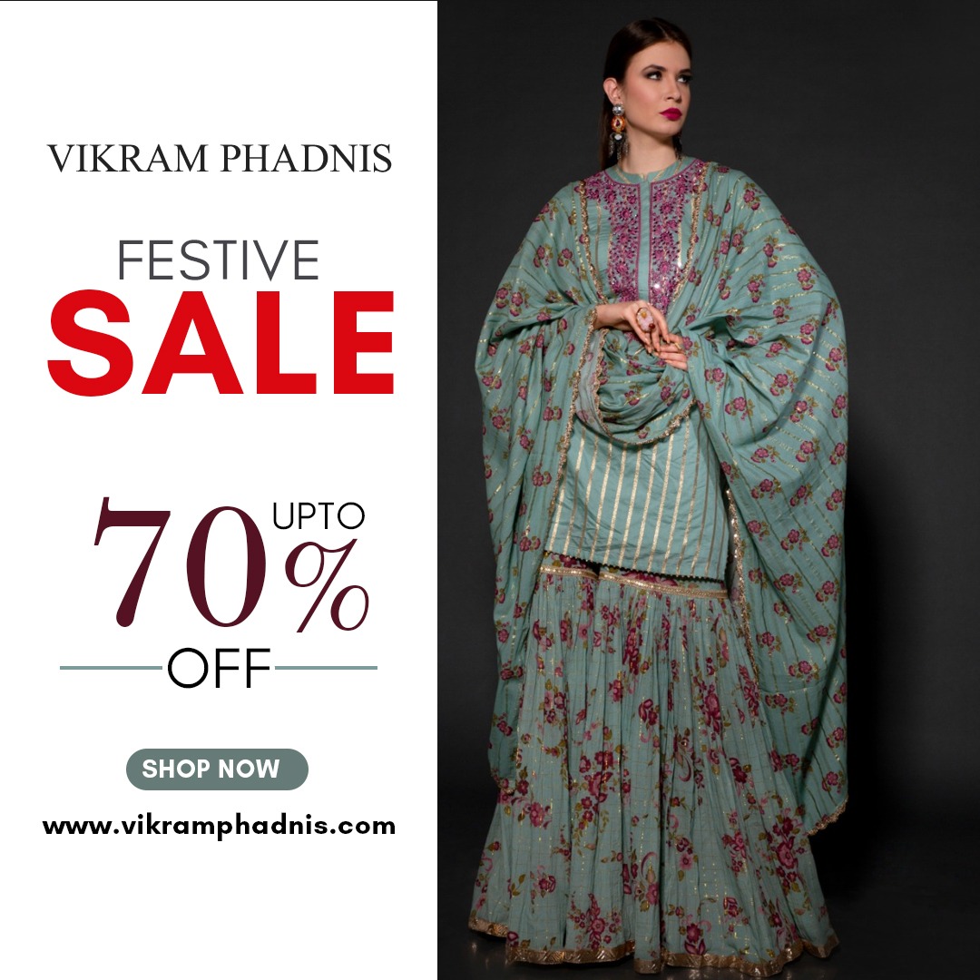 Vikram Phadnis Festive sale - Up to 70% off
Now shop online @ vikramphadnis.com

#vikramphadnis #fashiondesigner #vikramphadnisdesigns #bridals #couture #sale #discount #weddingwear #bridalwear #saree #lehenga #sangeetoutfit #indiandesigns #indianwedding #embroidery