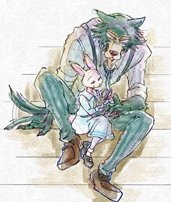 🐰「きれいな爪なんだからちゃんと整えなきゃダメよ」
🐺「そ、そう?」(君の爪のほうがずっときれいだよ。ちっちゃくてかわいくてなめらかに光っててまるで(ry
#BEASTARS #beastarsfanart #レゴハル 