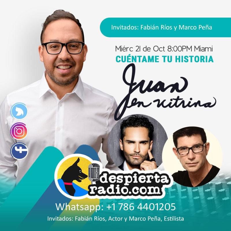 cuentanoshoy's tweet photo. Esta noche les invitamos a escuchar el programa #CuéntameTuHistoria con el actor @FabianRiosS y el estilista de las estrellas Marco Peña @marcofpe por @DespiertaRadio1 https://t.co/CvxpKWZIsS