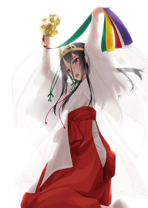 19『縄巫女舞』巫女装束の下の見えないエロス4枚目は半透明のちはやだけ着させられて踊る巫女舞これはこれで大変エロスです#巫女 #緊縛 #アナル 