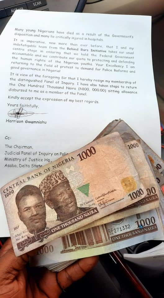 TosinOlugbenga's tweet photo. A member of the Delta State Judicial Inquiry just resigned due to #LekkitollgateMassacre #LekkiMassacre   

We still have people with integrity. 

#EndSARS https://t.co/1yQGrABkyA