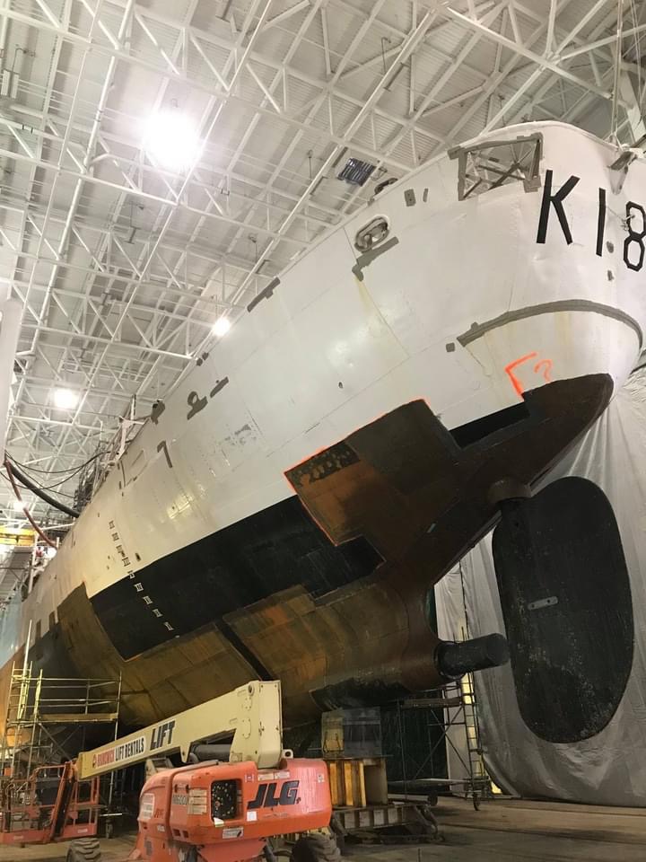 HMCSSACKVILLE1's tweet photo. A close look at some of the recently installed hull plating that replaces some of the areas worst affected by corrosion. This work is critical to maintaining the integrity of our hull. Photos courtesy of #ThePaintLocker on Facebook. https://t.co/OMwUwrhaiU