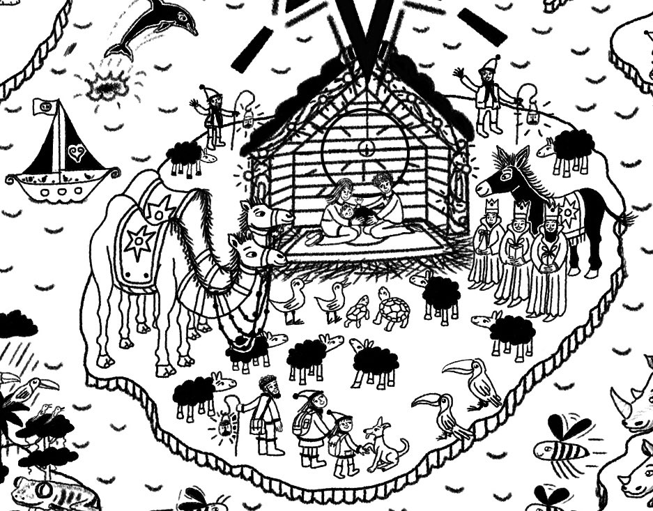 Here is my line #drawing for the Divine Dark Chocolate Advent Calendar (Vegan!) plus some details. This is my 13th illustration for the Divine Advent Calendars.🎄🌍<a href="/divinechocolate/">Divine Chocolate</a> <a href="/DivineChocUSA/">Divine Chocolate USA</a>  #ClimateChange #fairtrade #Sustainability #ClimateAction #illustration #design