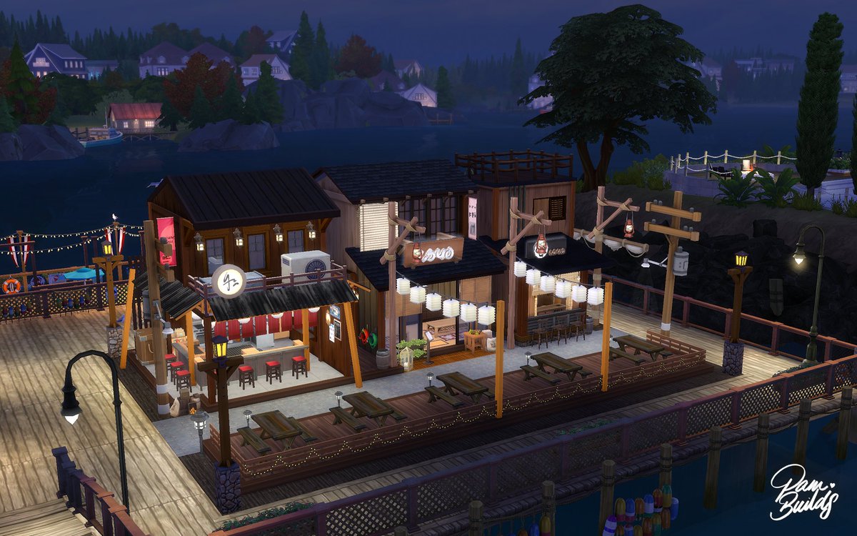 pambuilds's tweet photo. Japanese Food Street 🍜

Most definitely inspired by the upcoming EP🤣I’m so excited for the japan build items, and also to build winter resorts! 

#ShowUsYourBuilds #TheSims #Sims4 https://t.co/WaFMHume1o