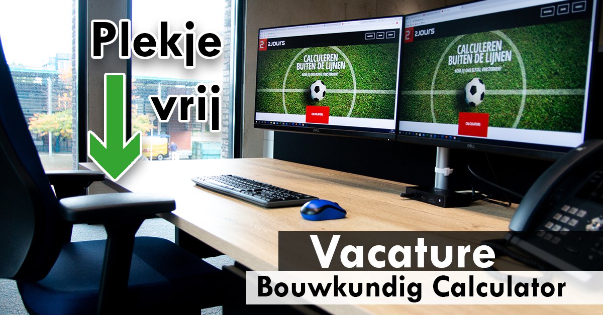2JoursBV's tweet photo. Bij ons sta je gegarandeerd in de basis! Ter versterking van ons team zijn we op zoek naar een gemotiveerde Bouwkundig Calculator (fulltime). Hebben we je aandacht? Klik dan verder voor meer informatie: https://t.co/lCUeS9PMHt #vacature #calculator https://t.co/8kSvk2Dsr1