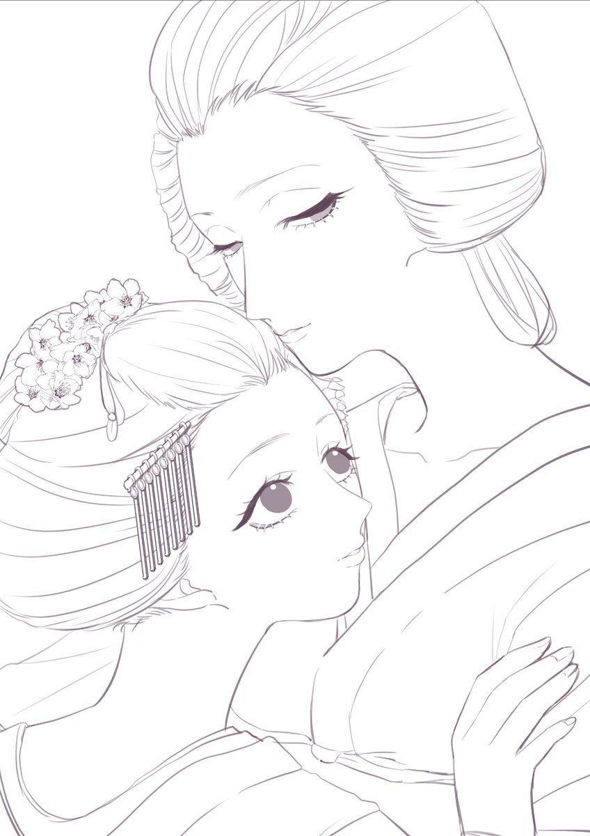 ずっと放置していたこの花魁百合、時間できたら着色したいなぁ 