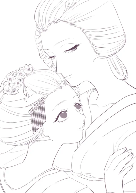 ずっと放置していたこの花魁百合、時間できたら着色したいなぁ 