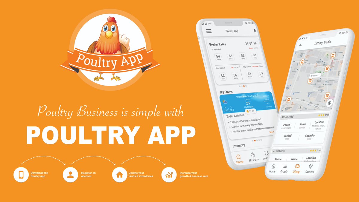 User-friendly #application where we can view daily updated #liverates for free, Our key features are farm status, #Inventory, #FCRcalculations, Market Indicators, expenses, lifting, #broilerrate, hatching egg rates, Dealer and traders' contact info, Postings, Shop.