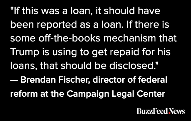 Speculation has swirled around the source of that money. But nothing is known about whether the $10 million loan — which the campaign reported as a contribution — was ever repaid, who might have repaid it, and whether it would even be legal to do so