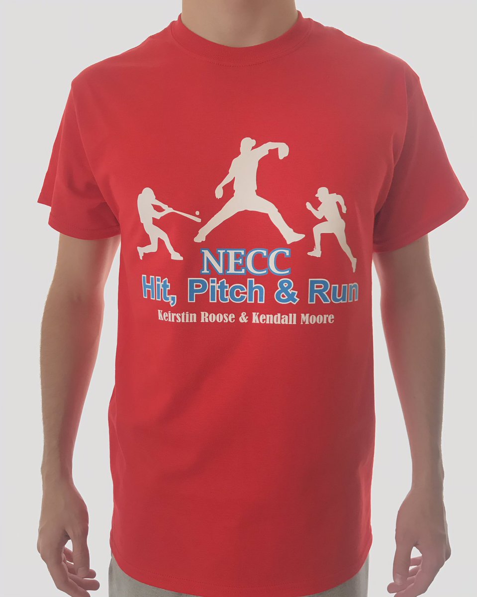 NECCHitPitchRun's tweet photo. We have extra shirts! 👕 

If you missed out on the first opportunity to buy a shirt, you’re in luck! 

We have:
5 smalls
10 Mediums
10 Larges
3 X-Large 

First come, first serve 🙂
Message this account for details! https://t.co/86r3OldJVM