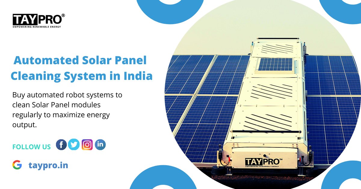 TayPro_Official's tweet photo. Automated Solar Panel Cleaning System in India
Buy automated robot systems to clean Solar Panel modules regularly to maximize energy output.
To know more, visit: https://t.co/RfdAiFddxQ
Call Us Today For a Free Demo. +91 9702171182
#SolarPanel #RoboticSolarCleaning #SolarCleaner https://t.co/qkv955ZeHr
