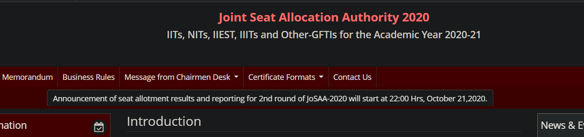 yadav9778's tweet photo. 2nd Round Seat allotment result will start 22:00 PM {21.10.2020}
#JOSAA #JEEAdvanced #JEEmains #counselling #round2 #JEEAdvanced2020
#JEE2020 #Round02 https://t.co/dUBnHThj0K