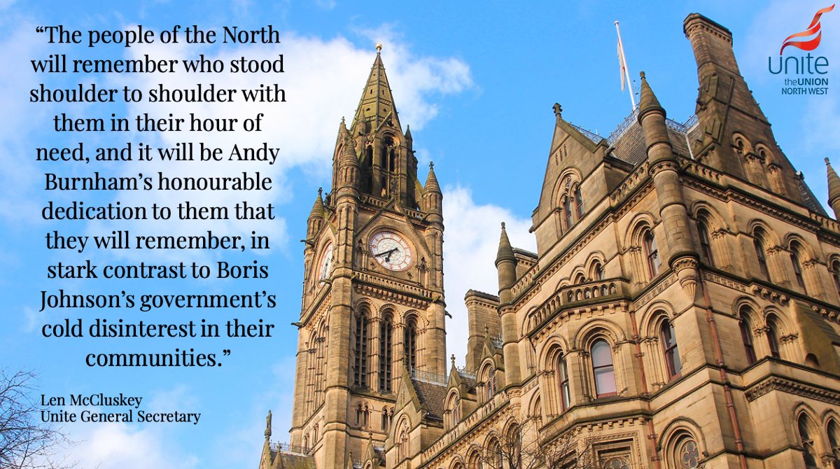 Unite General Secretary @LenMcCluskey says Unite members will be forever grateful to @AndyBurnhamGM for fighting low-waged corner. Read full statement of support here ⬇️ unitetheunion.org/news-events/ne…