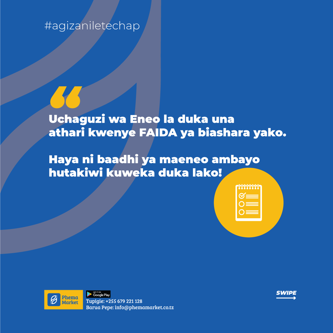 phema_market's tweet photo. "Biashara ya rejareja ni eneo” huu ni usemi wa wengi na una ukweli. Tunawashauri wafanyabiashara wa rejareja kufanya utafiti mzuri wa maeneo kabla hawajaanzisha biashara zao ili kuepuka hasara zinazoweza kujitokeza. 

#dukatips #dondoozaduka #agizaniletechap #phemamarket https://t.co/6kbL5hSSF4