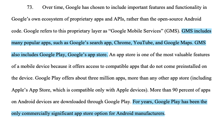 The DoJ's position seems to be that Google should have to give away its apps for free, and continue developing them & Android without making money from them. I don't think it's realistic to expect that Google would invest in Android if it couldn't expect to make money from it.