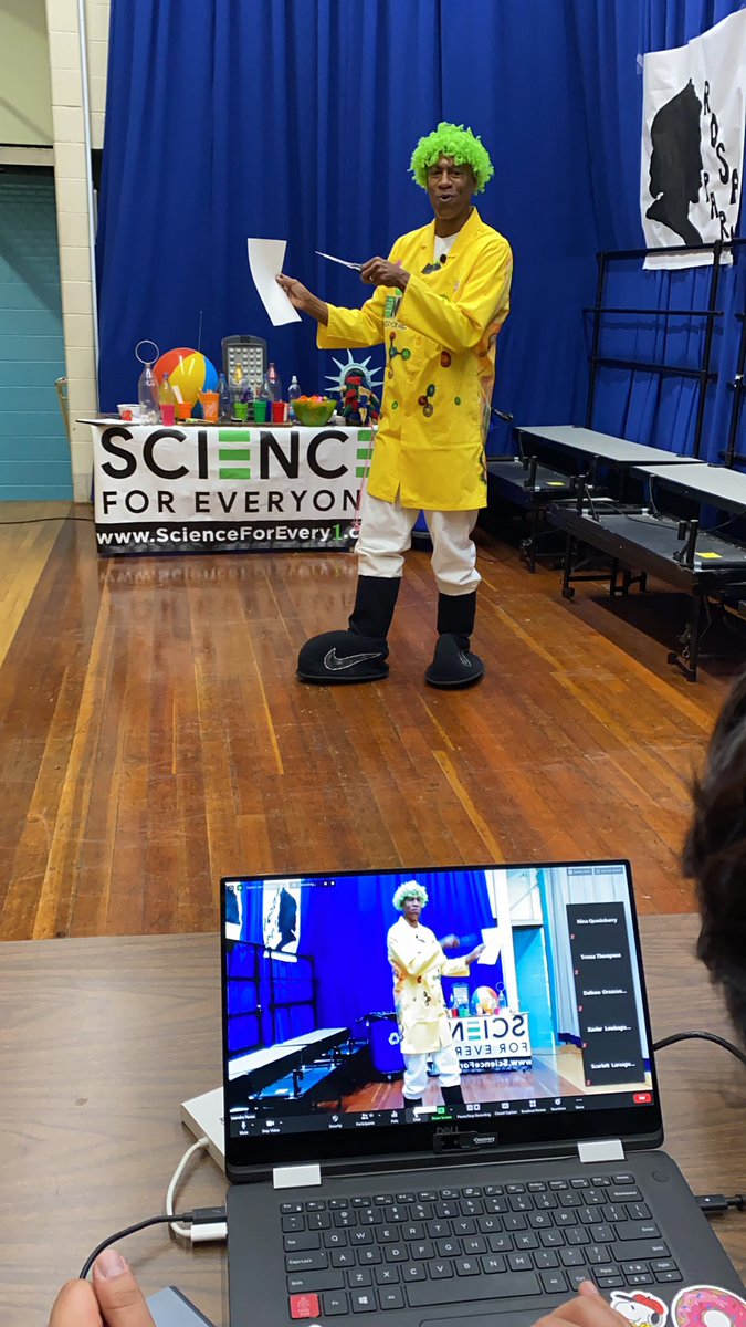 Virtual science assembly happening at Riverdale Elementary with The Science machine. <a href="/ScienceForEvery/">Science For Everyone</a> <a href="/pgcps/">PGCPS</a>