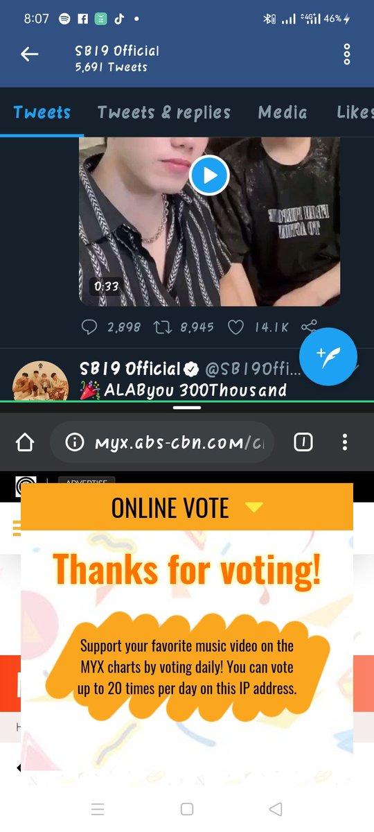 ChristyCompete1's tweet photo. SKL, pwede pala maka 35 votes kay my/x. Kasi kanina gamit ko desktop naka 17 votes ako, tapos ngayon gamit ko phone ko naka 18 votes ako.PD pala!
Habang nagri-RT pa yan. Multitasking Langs!

#SocialChart50

REQUEST @SB19Official @MTV #FridayLivestream 

AlwaysOurD1 JoshCullen https://t.co/f9W6JdXpq5