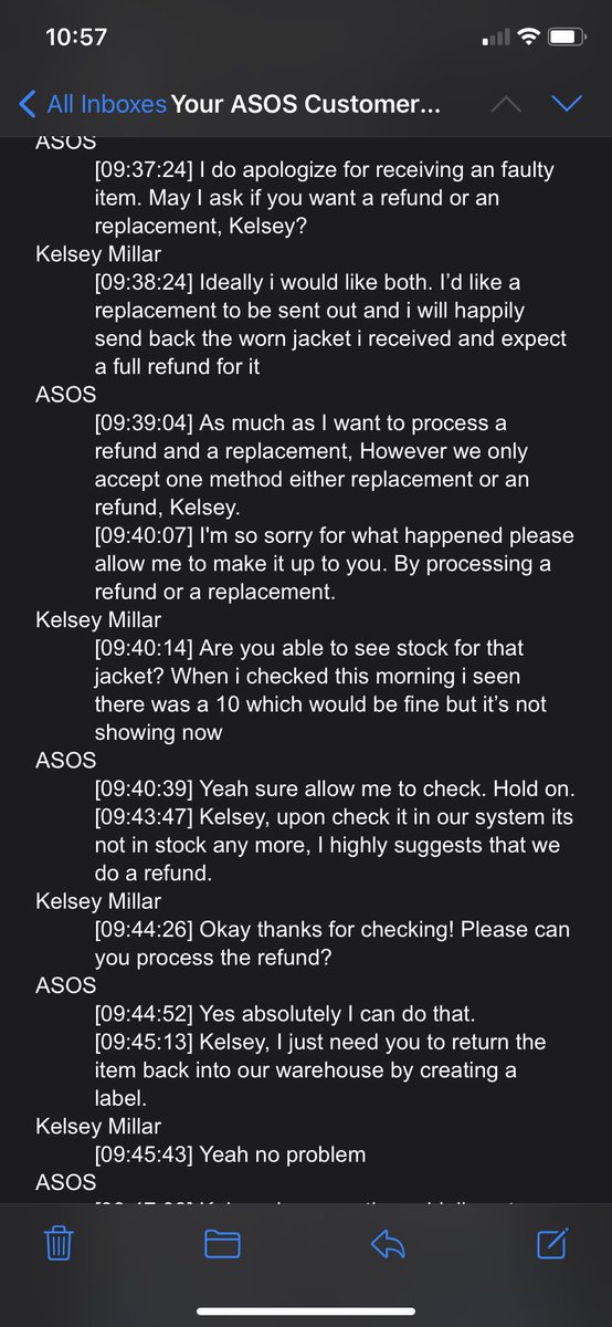 Update: @ASOS_HeretoHelp Won’t escalate the issue. Imagine literally delivering a worn jacket with a USED FACE MASK IN THE POCKET and offering a faulty refund. Disgusting.